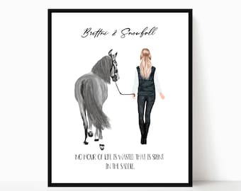 Horse Riding Personalized Print, Horse Back Rider, Gift for Horse Lover, Horse Owner Poster, Animal Home Decor DIGITAL