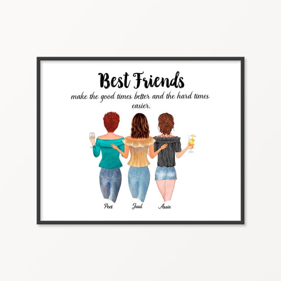 3 Best Friends Personalized Print 3 Friends gifts idea Etsy