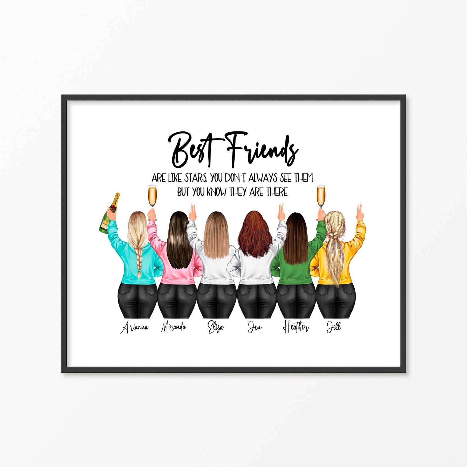 6 Friends gifts idea 6 Best Friends Personalized Print Etsy