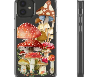 Fundas transparentes para Samsung o iPhone con forma de hongo