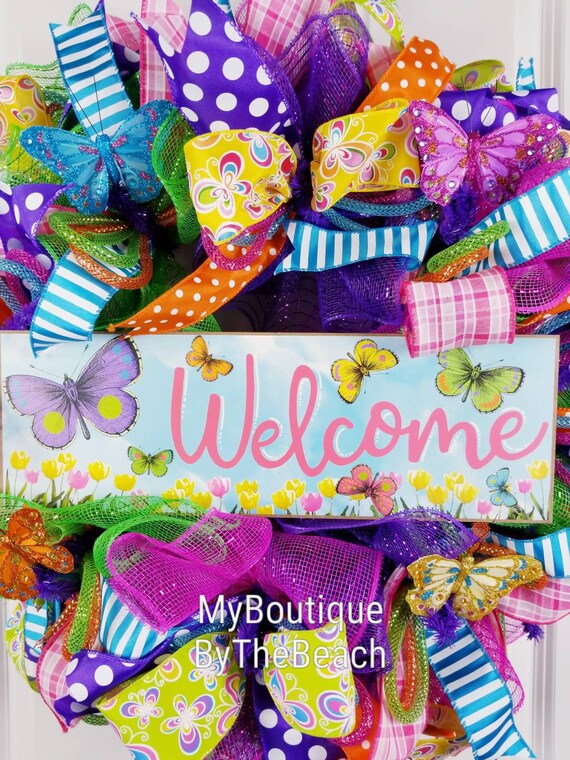 Spring Wreaths For Front Door Spring Butterfly Wreath Year Round Wreath Every Day Wreath Butterfly Decor Summer Wreath Door Wreath