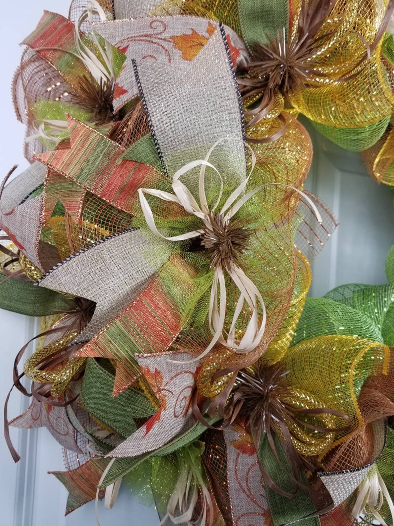 Lighted Fall Decor wreath for front door Autumn wreath Etsy