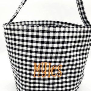 Personalized Halloween Basket for Kids, Cotton Halloween Bag for Trick or Treating, Embroidered Tote for Girls and Boys, Bucket for Candy