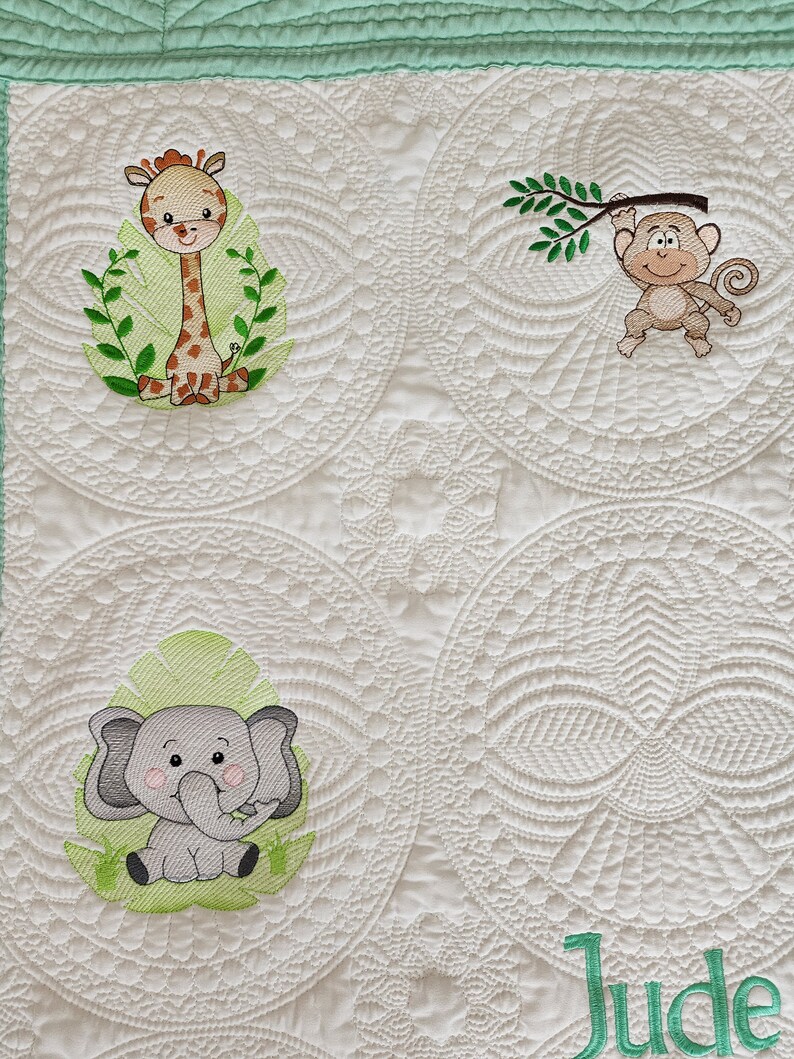 Personalized Jungle Animal Quilt for Baby Shower Gift, Custom Baby ...