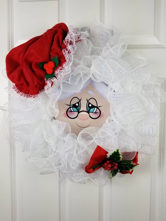 Santa wreath for front door Mrs Claus wreath for front door | Etsy