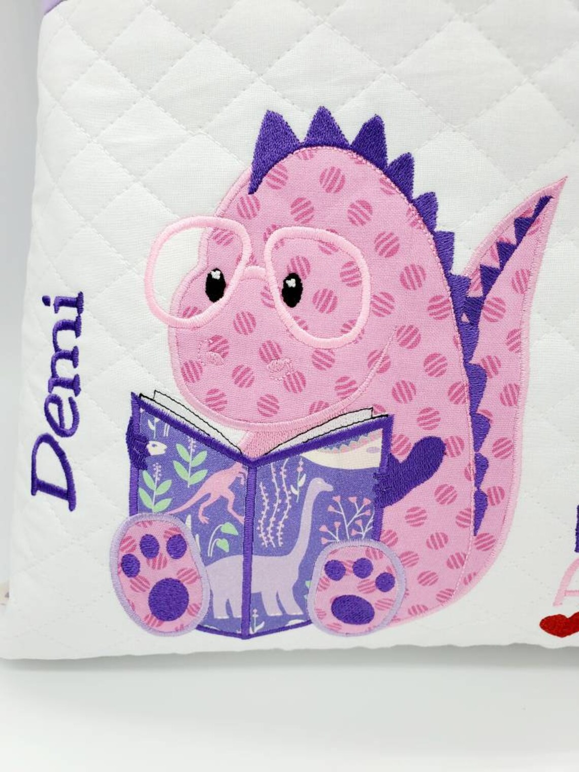 Girl Dinosaur Pocket Pillow Girls's Personalized Reading Etsy