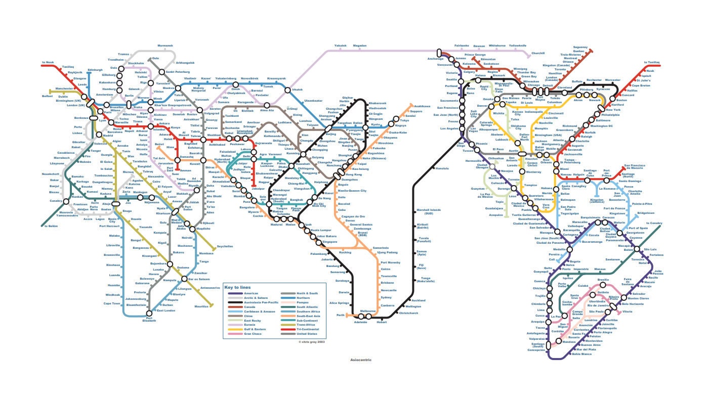 Underground Maps Of The World Asiocentric World Underground Tube Map | Etsy