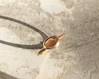 Zircon 9ct recycled gold rose cut ring, wabi sabi eco conscious jewellery designs, perfect Christmas gift