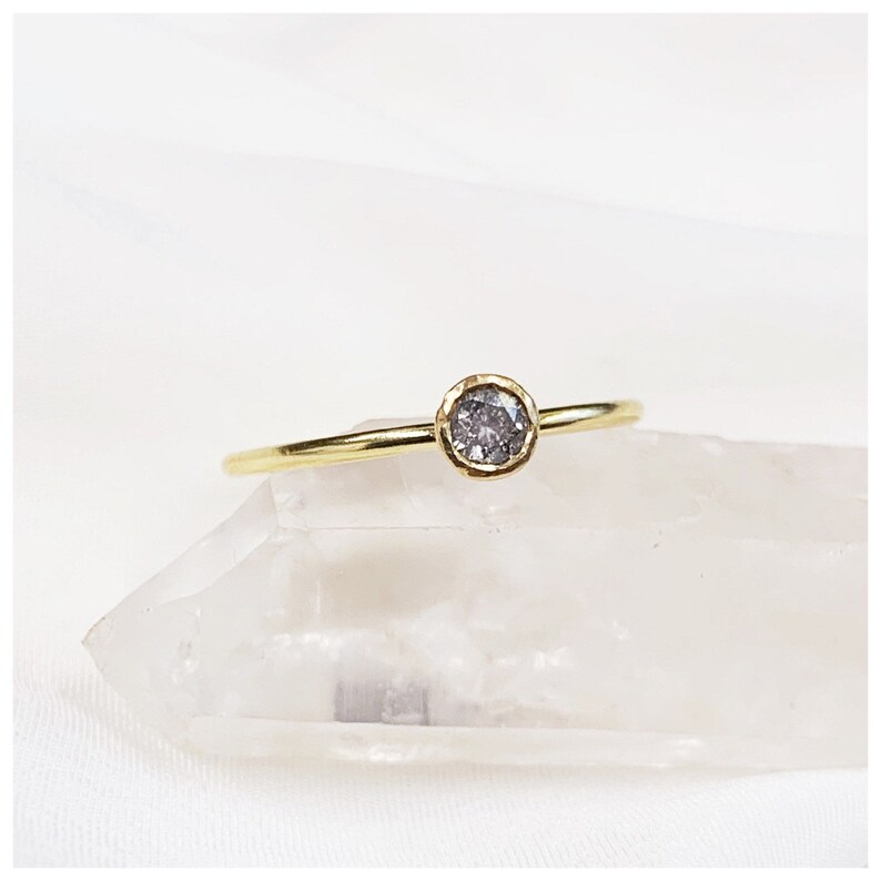 Salt & pepper grey diamond Solitaire ring. Grey diamond engagement ring, galaxy diamond ring, unique engagement ring image 3