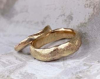 Gold Wedding Ring - Distressed Texture Wedding Band - 9 or 18 Carat Gold Ring sustainably made in recycled golds - consultation