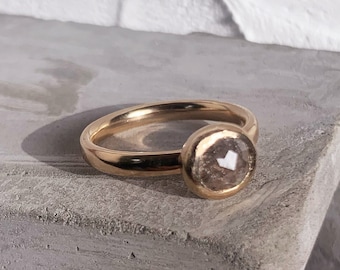 Bespoke galaxy diamond 14ct recycled gold ring. Salt and pepper rose cut oval diamond ring. Unique engagement ring. Sustainable jewellery