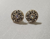 Gold and Diamond Button Stud Earrings, Gifts for Her, Mother's Day, Unique Earrings, Unique Gifts