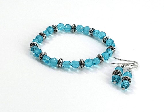 Teal earrings and bracelet sale