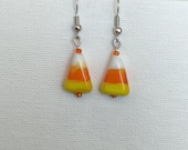 Candy Corn Bead Dangle Earrings / Fall Earrings / Halloween Earrings / Holiday Earrings / Fun Earrings / 10111