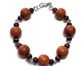 Wood Meets Metal Bead Bracelet / Unique Jewelry / Wood Jewelry / Boho Jewlery / Gifts for Her / Gifts for Mom / Fun Jewelry / 10124