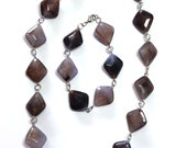 Purple Marble Diamond Beaded Necklace & Bracelet Jewelry Set / Unique Jewelry / Gifts for Her / Gifts for Mom / Purple Jewelry / 10057