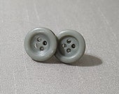 Gray Button Stud Earrings