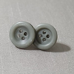 Gray Button Stud Earrings