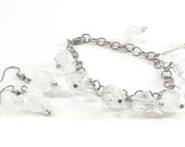 White Ice Chunk Beaded Bracelet and Earrings Jewelry Set / Unique Jewelry / Gifts for Her/ Fun Jewelry / Chunky Jewelry / 10048