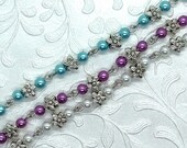 3D Flowers and Pearls Bracelet / Wedding Jewelry /  Bridesmaid Gifts / Flower Girl / Mother's Day / Custom Jewelry / 10069