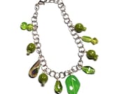 Lime Green Glass Bead Charm Bracelet / Fun Jewelry/ Green Jewelry / Simple Bracelet / Gifts for Her / Mother's Day / Everyday Jewelry/ 10077