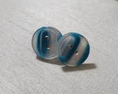 Teal Pearlized Button Stud Earrings