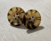 Vintage Brown Button Stud Earrings, Gifts for Her, Gifts for Mom, Mother's Day, Button Earrings, Boho Earrings