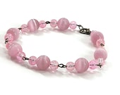 Pink Cateye Orb Bracelet / Pink Jewelry / Spring Jewelry / Gifts for Her / Gifts for Mom / Unique Jewelry / Unique Gifts / 10070