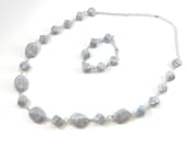Gray Stone Chunky Beaded Necklace and Bracelet / Gray Jewelry Set / Unique Jewelry / Gifts for Her / Gifts for Mom / Fun Jewelry / 10046