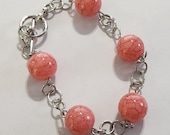 Pink Crackle Bead Bracelet