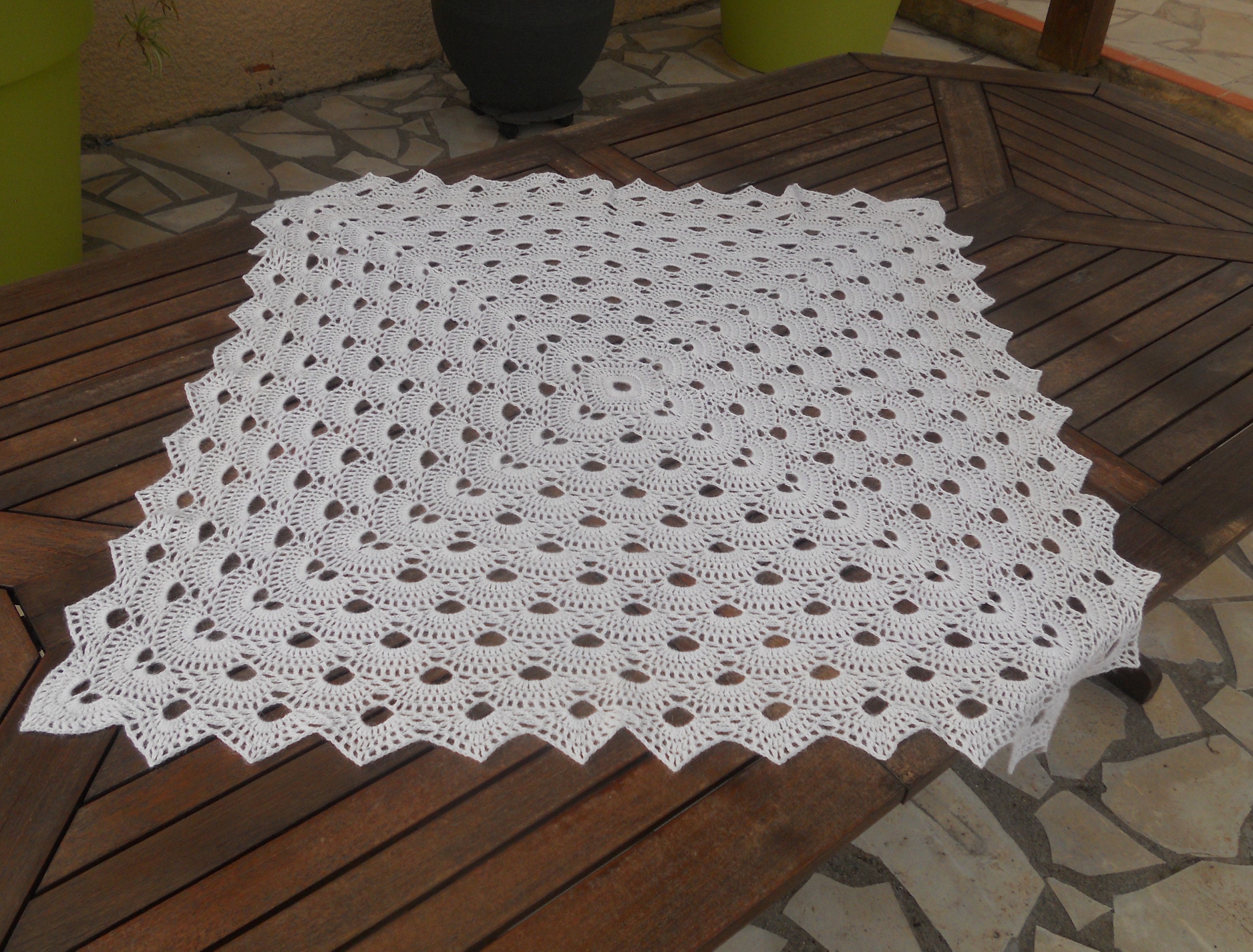 Couverture Bébé Crochetée en Fil 100% Alpaga Blanc