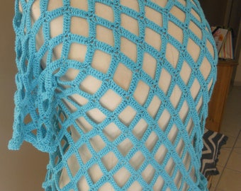 Blouse en coton turquoise modèle "losanges"