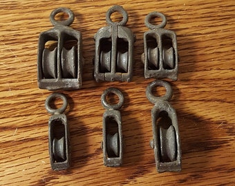 Vintage Small Metal Double Pulley's lot of 4 