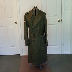 US Army Airborne OG107 Overcoat with Removable Wool Liner, Trench Coat, Men&#39;s Coat, Military Issue