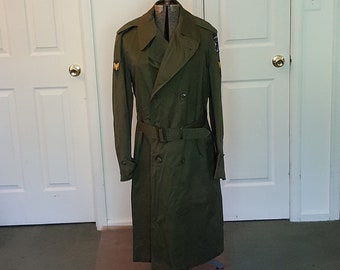 US Army Airborne OG107 Overcoat with Removable Wool Liner, Trench Coat, Men's Coat, Military Issue