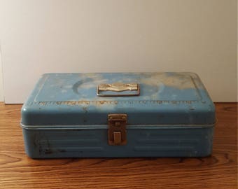 1960's Vintage Metal Storage Box, Crafting, Upcycling, Home Decor, Office Decor, Farmhouse Decor, Cottage Decor, Vintage Tools, Tool Box