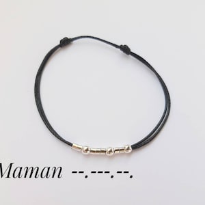 Morse code bracelet &quot; maman&quot;, mom personalized cord bracelet