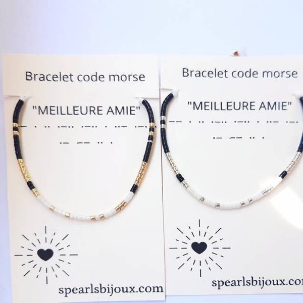 bracelet d'amitié avec code morse meilleure amie, bracelet cordon fin pour femme