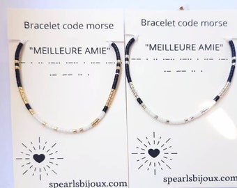 bracelet d'amitié avec code morse meilleure amie, bracelet cordon fin pour femme