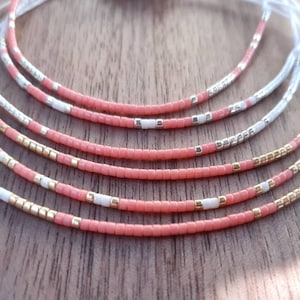 Minimalist string cord bracelet with miyuki seed bead for woman