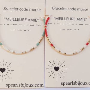 Personalized women's gift idea, friendship bracelet with best friend morse code, handmade bracelet image 1