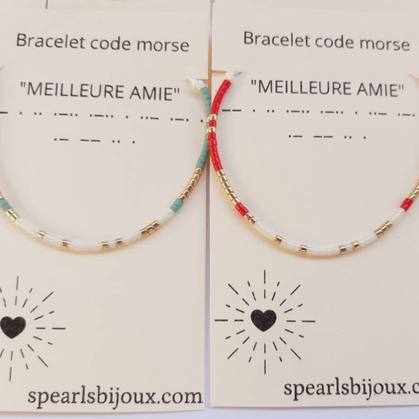 Cadeau personnalisé, bracelet d'amitié avec code morse meilleure amie, bracelet fait main