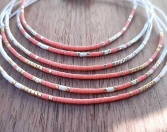 Minimalist string cord bracelet with miyuki seed bead for woman