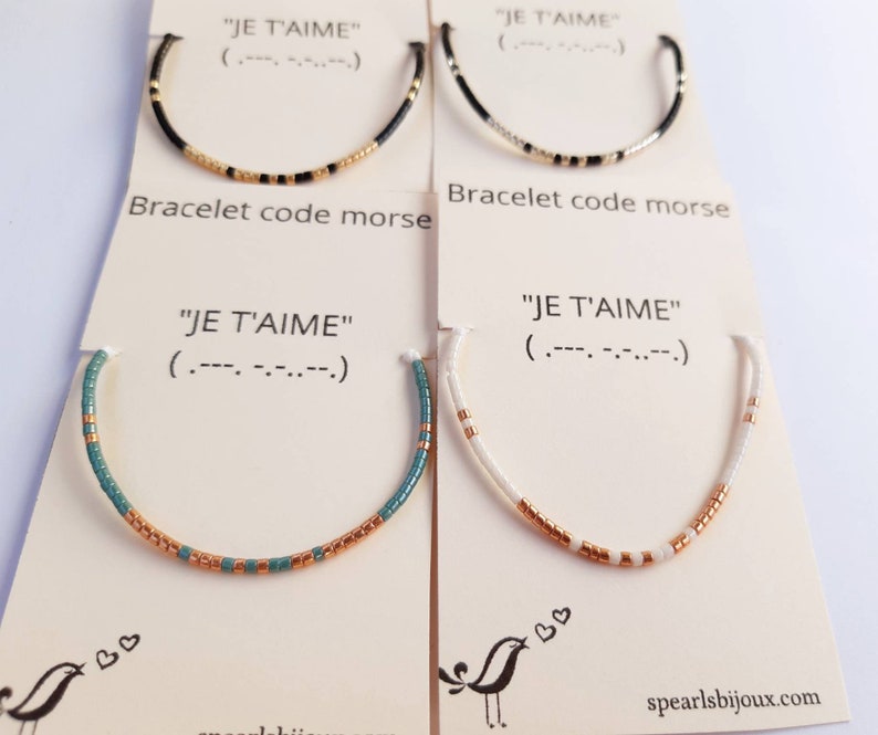 Bracelet code morse je t'aime, bracelet cordon fin pour couple, idée cadeau bracelet prénom image 9