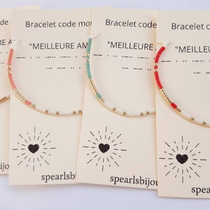 Personalized women's gift idea, friendship bracelet with best friend morse code, handmade bracelet image 2