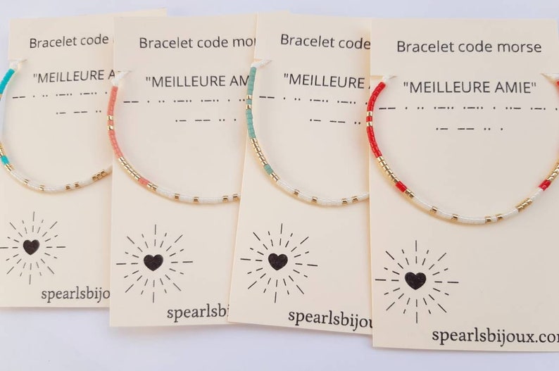 Personalized women's gift idea, friendship bracelet with best friend morse code, handmade bracelet image 2