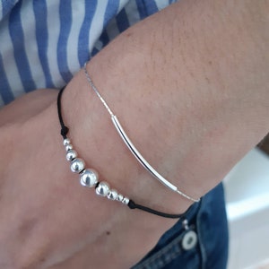 Gift for women, minimalist silver bracelet with tube