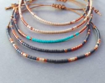 bracelet minimaliste en perles miyuki sur cordon fin unisexe