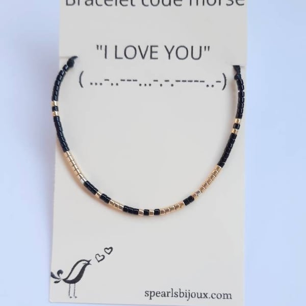 bracelet morse "I love you" , idée cadeau saint valentin, bracelet cordon fin cadeau couple