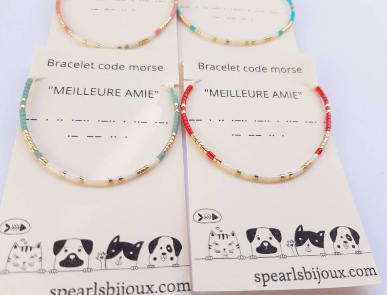 Personalized women's gift idea, friendship bracelet with best friend morse code, handmade bracelet image 10